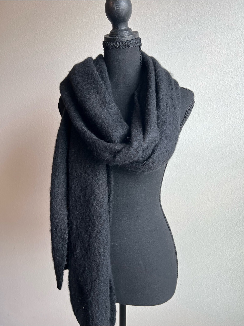 Anthropologie Black Cozy Knit Wrap Scarf